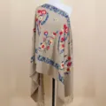 Autumn winter paisley embroidered imitation cashmere warm shawl ethnic style women scarf - Camel