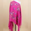 Autumn winter 330g plum embroidery faux cashmere scarf ethnic style warm women shawl. - Rose Red / 200cm