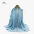 Sciarpa hijab con frange stropicciate azzurro chiaro donne leggero traspirante moda. - Batik Rosa Arancione