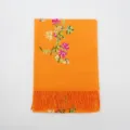 Bufanda naranja de imitación cachemira bordada para mujer chal con flecos abrigo - Naranja
