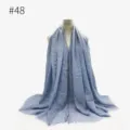 Sciarpa stropicciata blu donna scialle leggero elegante tinta unita accessorio moda - Stile 48