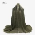 Sciarpa donna verde oliva stropicciata con frange foulard TR cotone leggero hijab - Stile 51