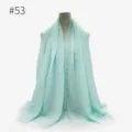 Hijab scialle stropicciato tinta unita leggero moda donne foulard testa musulmana quotidiano - Stile 53