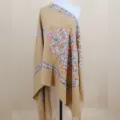 Elegant embroidered cashmere-feel winter shawl for women, ethnic style cozy thick wrap scarf. - Camel / 200cm