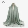 Sciarpa hijab in cotone TR stropicciato tinta unita donna scialle con nappe moda - Stile 54
