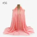 Scialle hijab stropicciato tinta unita donna foulard leggero con frange moda quotidiana - Stile 56