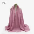 Donna sciarpa e scialle in cotone stropicciato tinta unita, dettaglio hijab con frange. - Stile 57