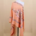 Peach imitation cashmere women shawl ethnic floral embroidered scarf warm winter thick apparel sku - Orange / 200cm