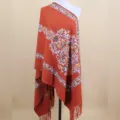 Autumn winter thick ethnic style embroidered imitation cashmere warm women shawl - Rust red / 200cm