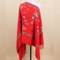 Red paisley embroidered imitation cashmere women scarf ethnic warm shawl winter accessory - New Red