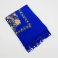 Blue embroidered faux cashmere women scarf ethnic style winter warm tassel shawl variant - 1st Edition Blue / 200cm