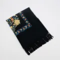 Black Embroidered Imitation Cashmere Scarf Shawl for Women Ethnic Style Warm Winter - 1st Edition Black / 200cm