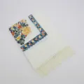 White imitation cashmere women winter scarf with colorful floral embroidery and fringe. - 1st Edition White / 200cm