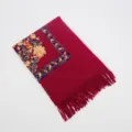 Women winter warm embroidered faux cashmere scarf shawl ethnic style magenta variant item. - 1st Edition Burgundy / 200cm