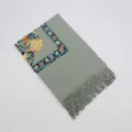 Sage green embroidered imitation cashmere women scarf warm winter ethnic shawl fringe - 1st Edition Light Green / 200cm
