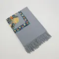 Elegant grey embroidered imitation cashmere winter warm tassel shawl scarf for women - 1st Edition Light Gray / 200cm