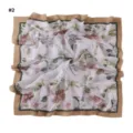 Elegant floral print large square scarf with wavy cut edge for women daily wear - Pattern #2