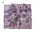 Elegant purple floral square scarf with artistic oil painting print and wavy edge for women. - 110x110cm / Polka Dot (#4)