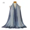 Gradient silver silk cotton women scarf shawl with short tassels elegant winter accessory - Style 3
