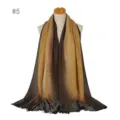 Gradient metallic thread women scarf shawl with short fringes for autumn winter fashion wear - 5