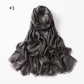 Metallischer Viskoseschal Damen einfarbig Tuch Kopftuch mit Fransen Stil Nummer 3 Detail - Kaffeebraun