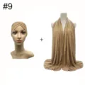 Modal stretch inner cap and plus size scarf set, front cross turban combo for women. - No.9 Khaki