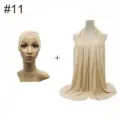 Modal stretch inner cap and matching long scarf set, comfortable fabric for daily wear. - No.11 (White)