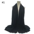 Einfarbig Modal Baumwolle Jersey Großer Schal Weich Damen Hijab Kopftuch Schwarz - Muster #1
