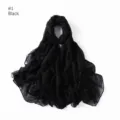 Detail view of a shimmering black glitter hijab scarf, lightweight fabric close-up showcase. - 1# Black