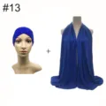 Modal stretch inner cap and large scarf set, comfortable blue hijab combination for women. - No. 13 (Royal Blue)