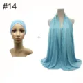 Modal stretch cap and oversized scarf set in light blue, perfect for daily wear and comfort. - No. 14 (Light Blue)