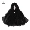 Schwarzer langer Voileschal mit Strass, weich, atmungsaktiv, elegantes Accessoire. - Schwarz