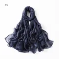 Solid color glitter viscose scarf lightweight fashion shawl hijab for women navy blue #5 - 5#