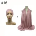 Modal elastic undercap and long scarf set, cross front design, comfortable daily wear. - No.16 (Pink)