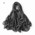 Detailed shot of dark grey glitter viscose scarf, lightweight women's hijab and shawl. - Size 6