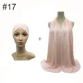 Modal stretch inner cap and matching scarf set, comfortable crossover hijab cap for daily wear. - No. 17 (Gray)