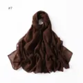 Women solid color shimmering hijab scarf lightweight cotton linen gold glitter shawl wrap - Size 7