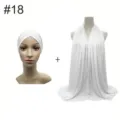 Modal stretch inner cap and large scarf set, white front cross design for daily wear. - No.18 White