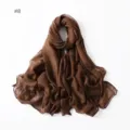Solid color shimmering metallic glitter viscose scarf hijab shawl for women, lightweight detail view. - Size 8