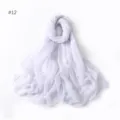 White glitter viscose cotton linen scarf lightweight solid color shawl hijab for women daily - 12#