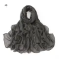 Dark grey starry hot-fix rhinestone voile long scarf, soft breathable women shawl wrap. - Dark Gray