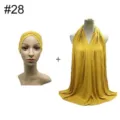 Modal stretchy under-cap and oversized draped scarf set detail view in vibrant yellow. - No.28 Yellow
