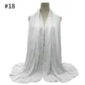 Detailed view of the solid color modal jersey hijab scarf in white, soft and large size. - Style 18