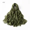 Olive green glitter viscose cotton linen scarf thin shawl head wrap fashion accessory 18 - 18#