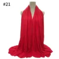 Detailed view of the soft red modal cotton jersey hijab and long scarf for women. - Style 21