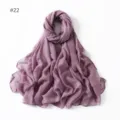 Glitter viscose solid color lightweight scarf for women, elegant purple shawl and headwrap. - 22#