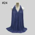 Solid Color Modal Cotton Jersey Headscarf Soft Large Women Scarf Head Wrap Breathable - No.24 Bluish