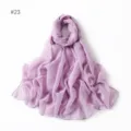 Women solid color glitter viscose scarf lightweight cotton linen shawl head wrap hijab - 23#