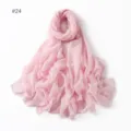 Pink glitter viscose scarf for women, lightweight solid color shawl and stylish head wrap - 24#