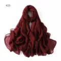 Burgundy glitter viscose hijab scarf, lightweight solid color shawl and head wrap for women. - 25#